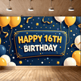 thumbnail image 6 of Blue Themed 16th Birthday Backdrop Banner with Balloon Star Heart Elements Party Decoration Birthday Party Supplies Photography Props, 6 of 6