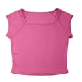 thumbnail image 4 of Landzoo Toddler Kids Boys Girls Shirts Solid Color Short Sleeve Square Collar T-Shirt Summer Loose Fit Girls Tops Size 13-14 Years Pink, 4 of 9