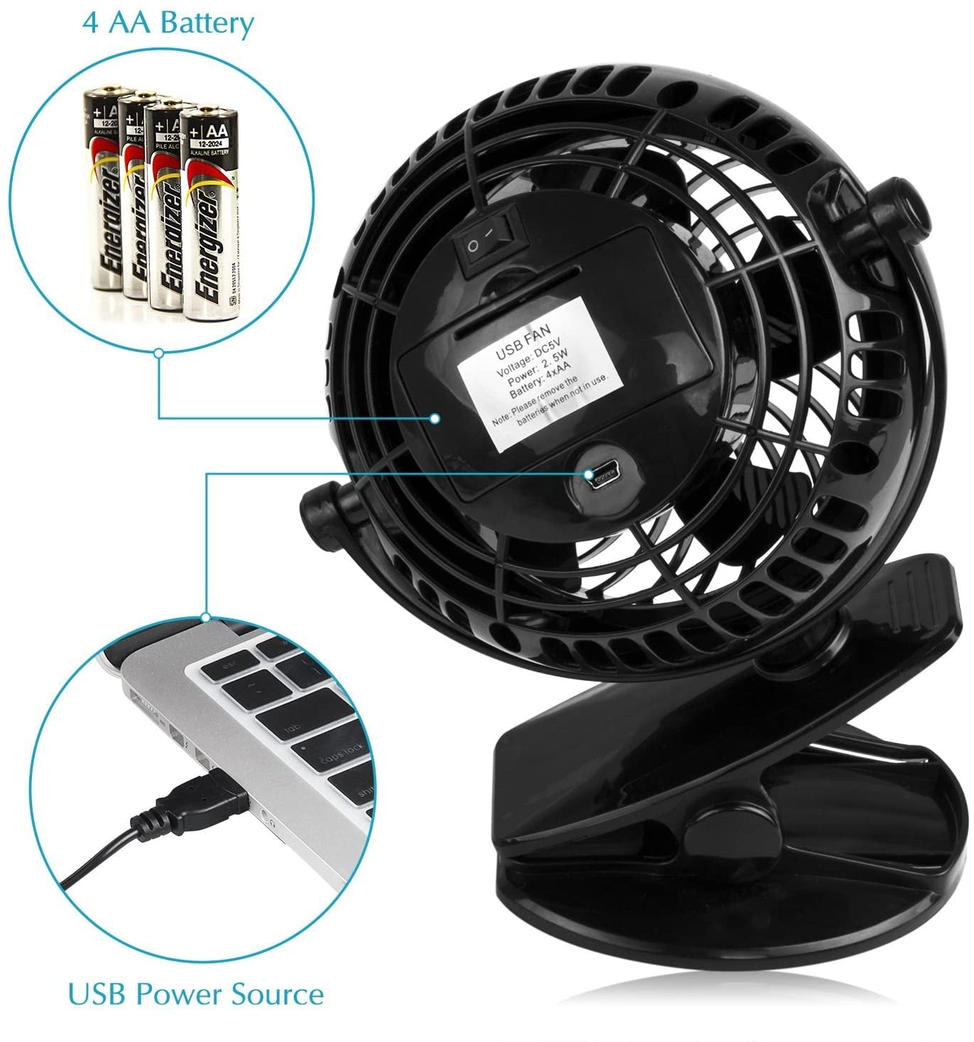 Portable Clip on Fan for BLACK+DECKER 20v Lithium Battery,Battery Powered  Stroller Fan with 3 Energy Efficient Speed Settings for