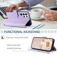 thumbnail image 4 of Feishell Crossbody Wallet Case for Samsung Galaxy S22 Ultra,with Detachable Wrist & Shoulder Strap,Luxury PU Leather Magnetic Clasp Card Holder Purse Flip Kickstand Phone Case for Women Men,Purple, 4 of 8