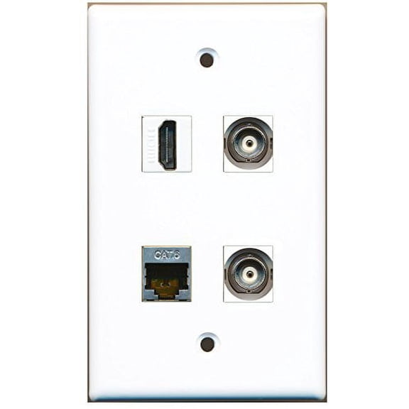 RiteAV - 1 Port HDMI 1 Port Shielded Cat6 Ethernet 2 Port BNC Wall Plate