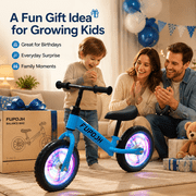 FUPOJH 12 Kids Balance Bike, No Pedal, Light-Up Wheels, Adjustable, for Toddlers 2-5,Blue