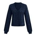 thumbnail image 3 of Women's Short Cardigan Sweater Long Sleeved Crochet Knit Shrugged Cardigan V Neck Button Long Length Sweaters for Women Knitted Cardigans Summer Sweaters for Women Open Front Fall And Winter Sweaters, 3 of 6