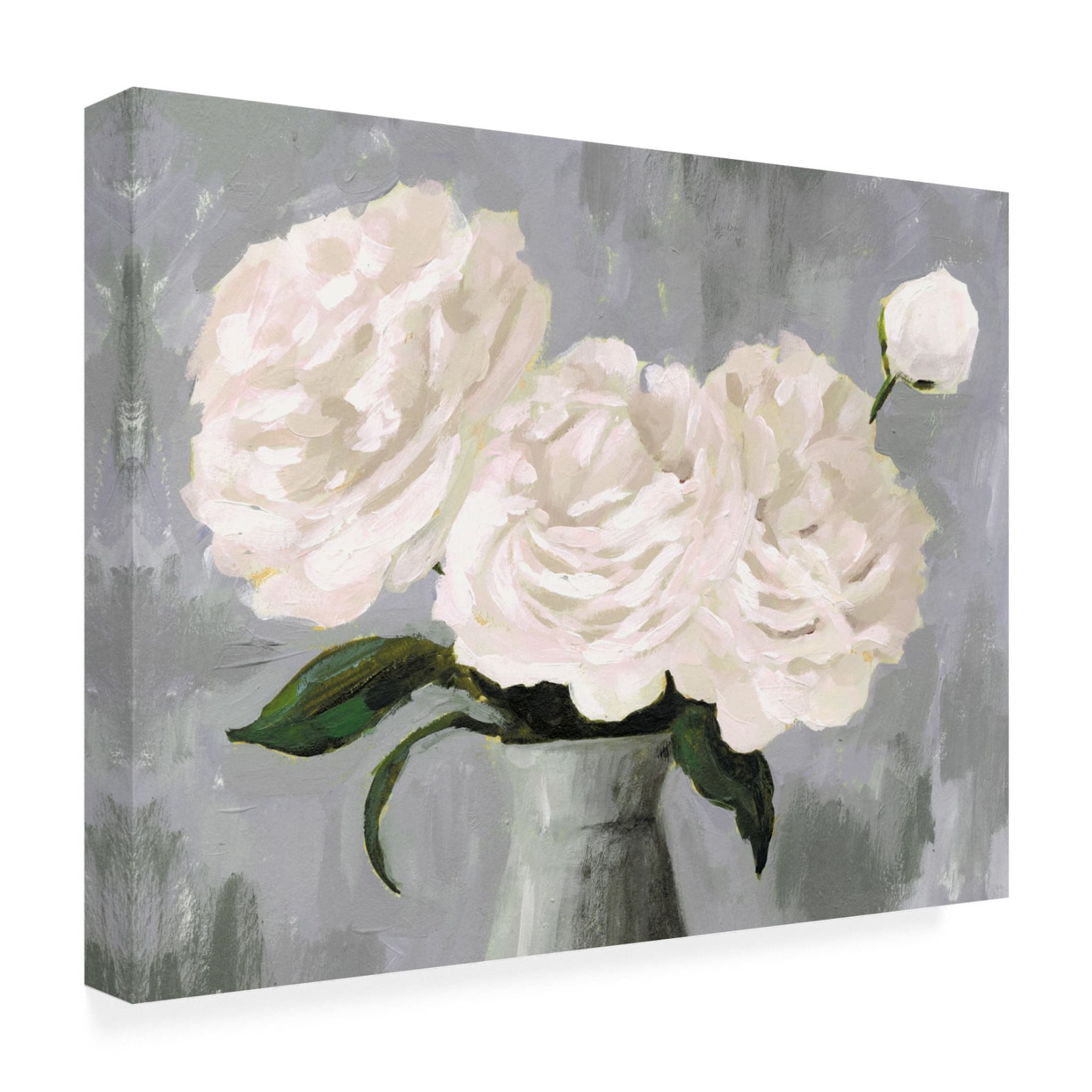 Trademark Fine Art Victoria Borges  White Blooms in Gray Vase II Canvas Wall Art