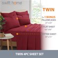 thumbnail image 3 of Swift Home Bonus Pillowcases Eco Friendly Bamboo Blend Sheet Set, 4 PC, Twin, Burgundy, 3 of 6