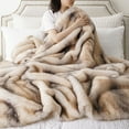 thumbnail image 2 of Battilo Luxury Striped Faux Fur Blanket, Soft Cozy Warm Mink Faux Fur Blanket for Couch, Sofa, Chair, Bed, Plush Fuzzy Faux Fur Throw Blanket for Home Decor 50"x60" (Yellow & Grey), 2 of 6