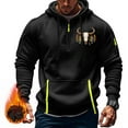 thumbnail image 4 of DODADAWANJ Mens Cargo Hoodies Graphic Quarter Zip Hooded Pullover Big and Tall Drawstring with Multi Pockets Hoodie for Camping Daily L, 4 of 5