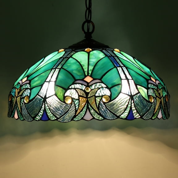 Tiffany Pendant Light fixtures Hanging Lamp Stained Glass Light Decor for Dining Living Room Kitchen Island Study Hallway