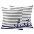 thumbnail image 2 of Pack of 2 Outdoor Pillow Covers 16x16 Inch Waterproof Anchor Gray Throw Pillow Covers,Decorative Couch Pillow Case Sham Modern Navy Blue White Striped Nautical Patio Garden Pillowcases Cushion Covers, 2 of 8