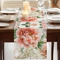 thumbnail image 3 of Pink White Flowers 120 Inch Table Runner, Spring Farmhouse Blossom Floral Farmhouse Dresser Scarf Cotton & Linen Tablerunner for Dining/Kitchen Island/Holiday Party Décor 13" x 120", 3 of 9