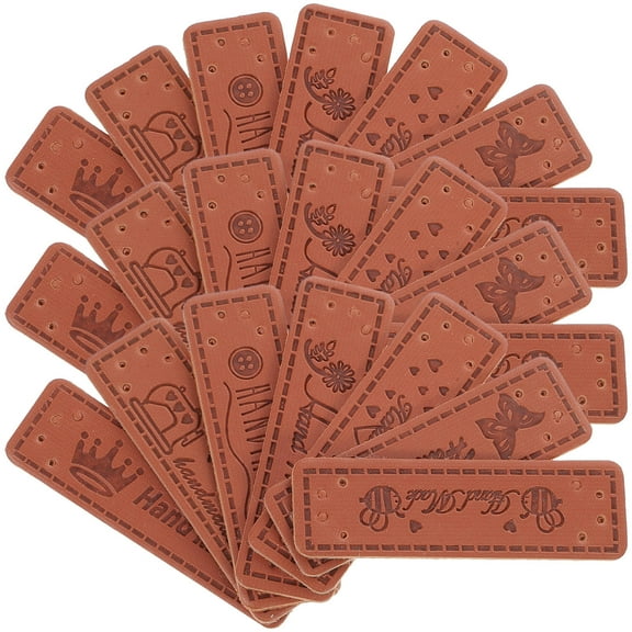 Baluue 140Pcs Handmade Labels for Sewing Assorted Color PU Leather Tags for Craft Projects