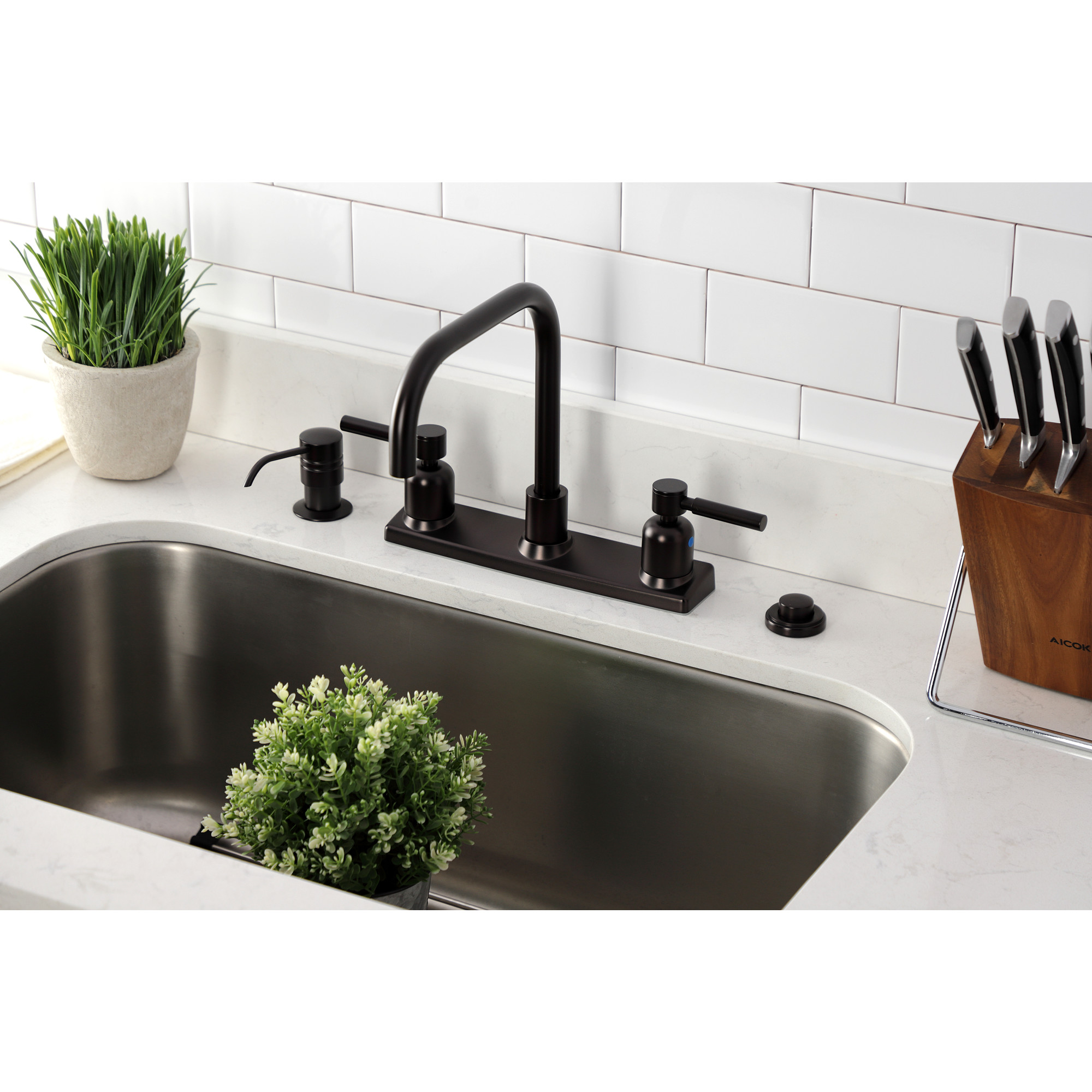 Kingston FB2145DL Concord Two-Handle 2-Hole 8" Centerset Kitchen Faucet in Oil Rubbed Bronze