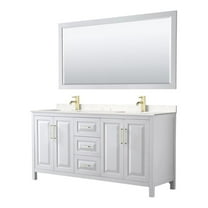 Wyndham Collection Daria 72" Marble & Wood Double Bathroom Vanity in White/Gold