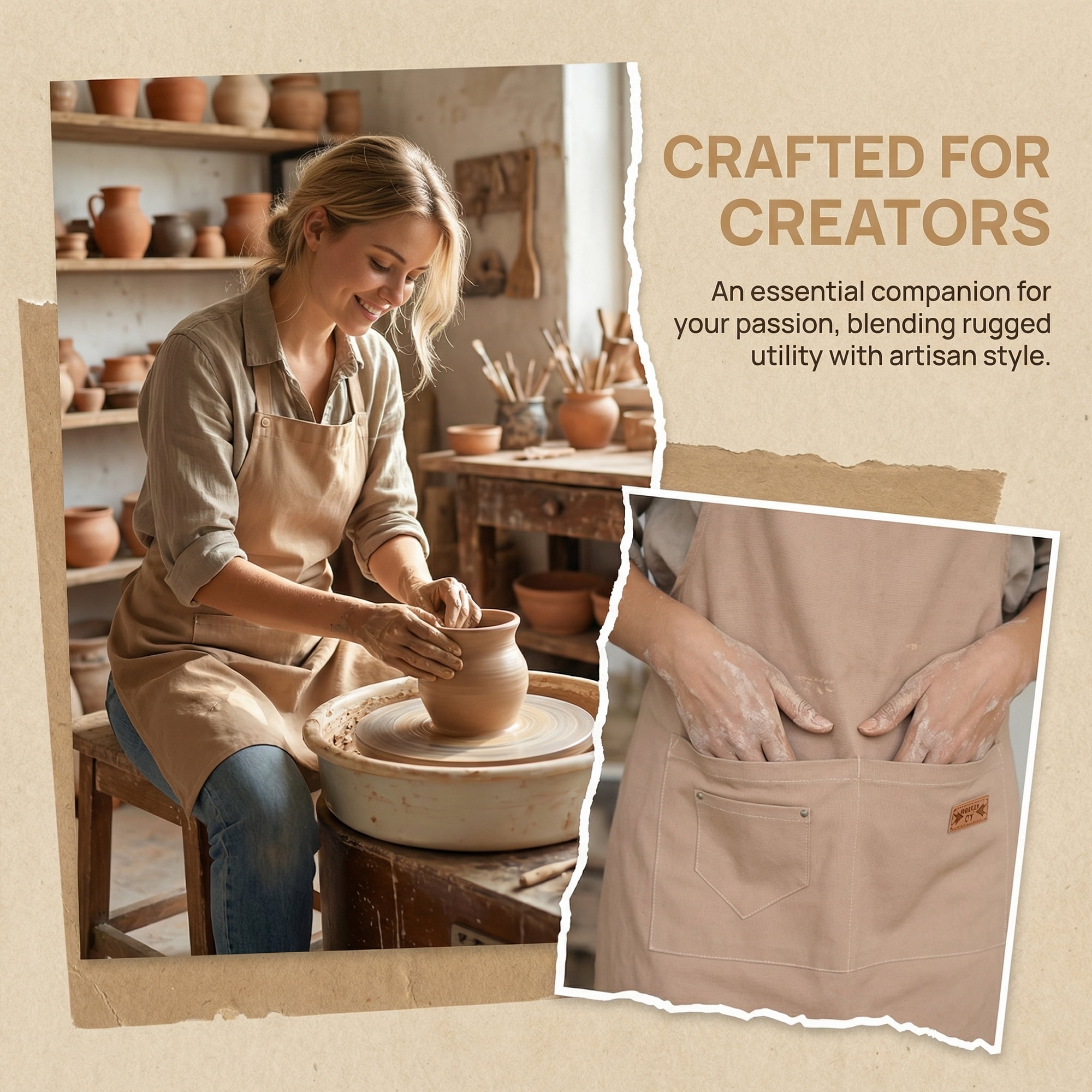 Unique Bargains Adjustable Long Waist Cooking Apron with Pocket for Home 26.4x29.5in Khaki