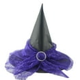 thumbnail image 6 of Xfvqtps Halloween Witch Hat Mesh Lace Rhinestone Buckle Halloween Spire Hats for Party Accessory Purple, 6 of 6