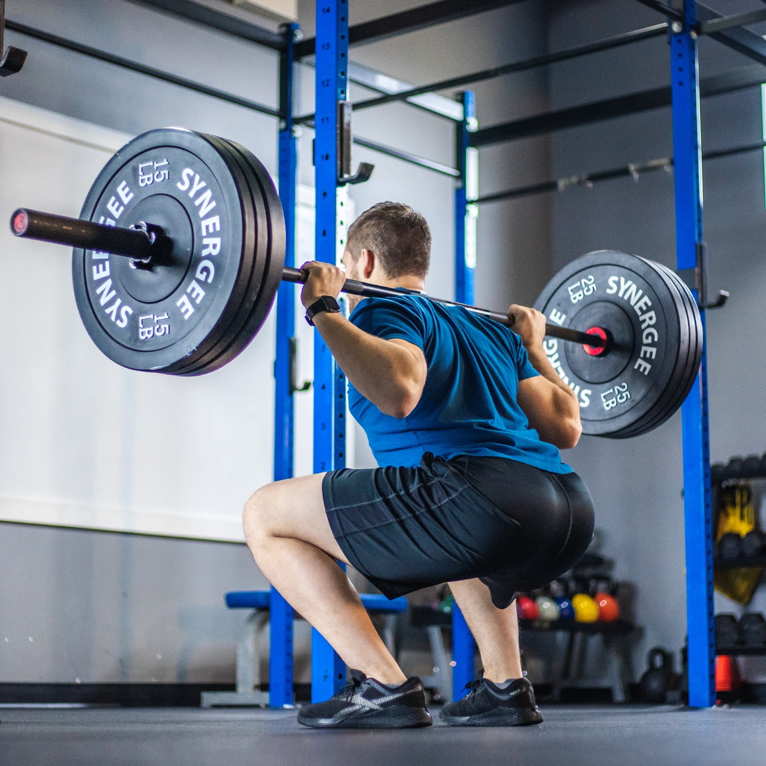 Synergee Rhino Powerlifting Barbell - Power Bar - Squat, Bench Press, & Deadlift Bar - 45 lbs, 29 mm, Power Lifter Bar