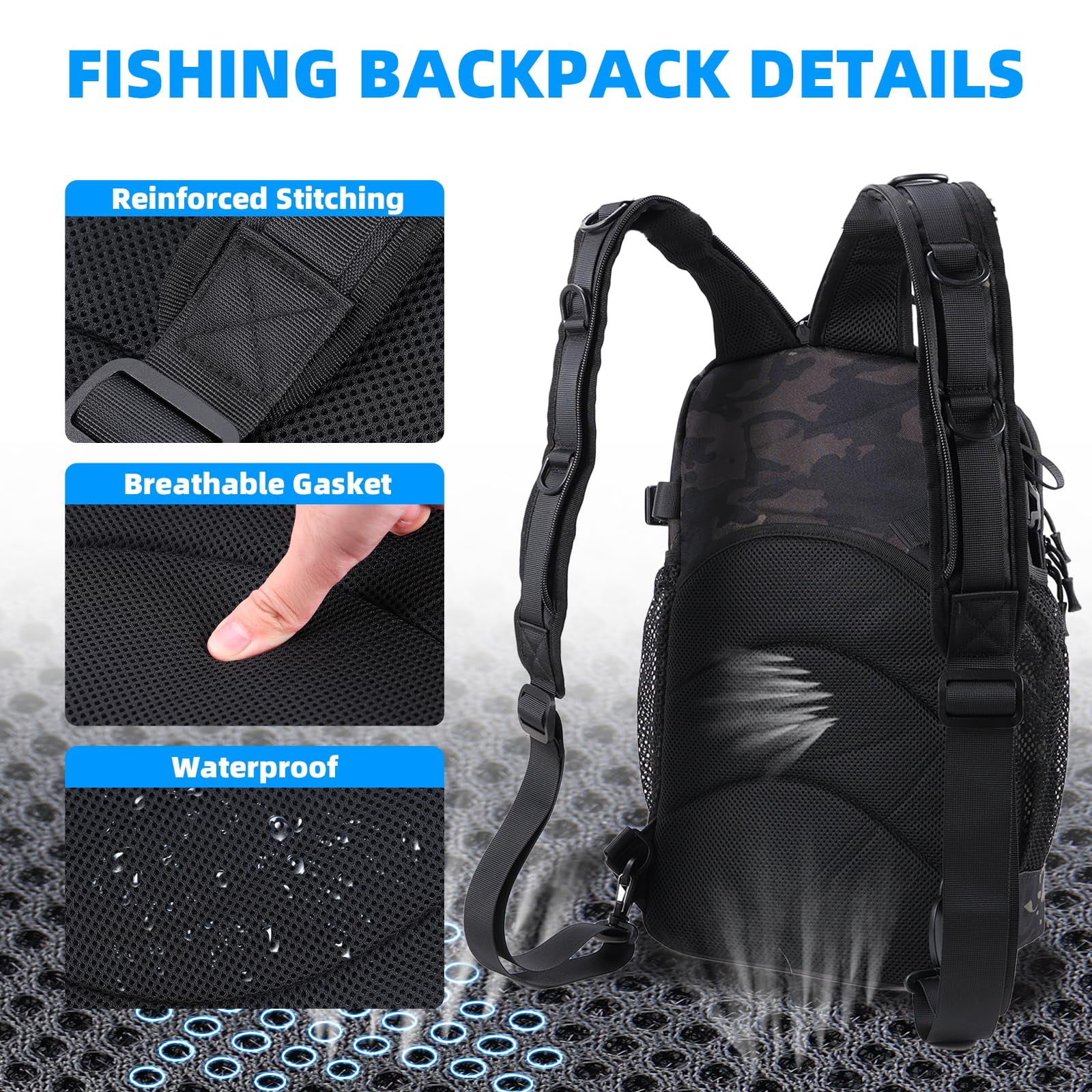 103pcs Fishing Tackle Bag  Gear For Men Adults Camouflage Backpack With Rod Holder Box Waterproof Sling Storage Bags & Wraps Camping Hiking