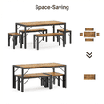 thumbnail image 3 of Aiho 63" Dining Table Set for 6, Kitchen Table with 2 Stools & 2 Benches, Wood Dining Room Dinette Sets with Metal Frame for Breakfast Nook and Small Space - Brown, 3 of 7