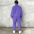 thumbnail image 5 of Women's Half Zip Stand Collar Sweatsuit Set, Long Sleeve Pullover & Joggers, Athletic Two Piece Set, Winter Workout Outfit, Running Yoga Gym Set Purple XXL, 5 of 8