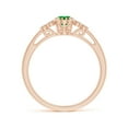 thumbnail image 2 of ANGARA Natural Aeon Emerald Solitaire Milgrain Engagement Ring with Trio Accents in 14K Rose Gold for Women (Size-6x4mm) | May Birthstone, Anniversary, Jewelry Gift for Women | Natural Emerald Ring, 2 of 10