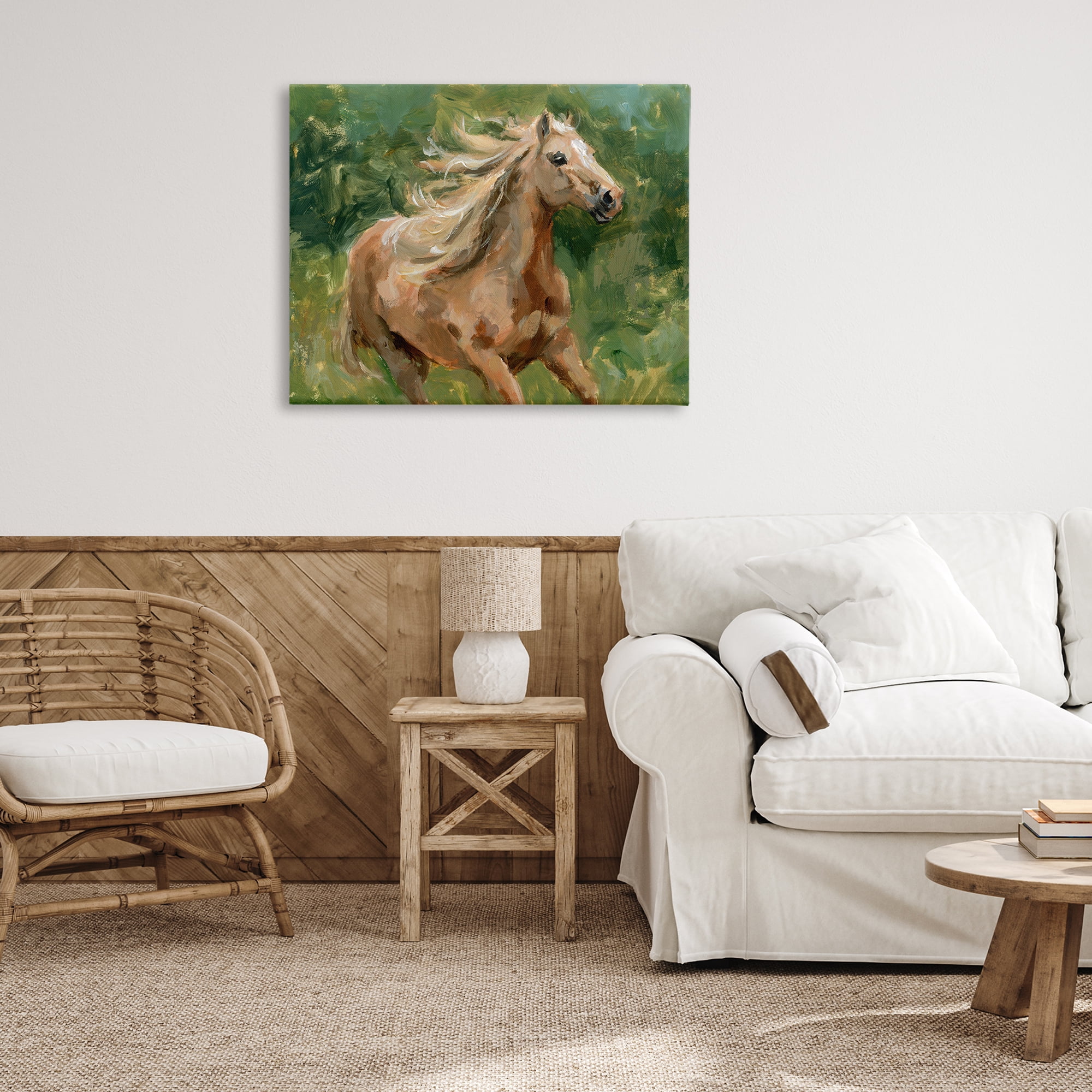 Stupell Industries Dashing Horse in Nature Animals Painting Wrapped Canvas Art Print Wall Art, 40 x 30