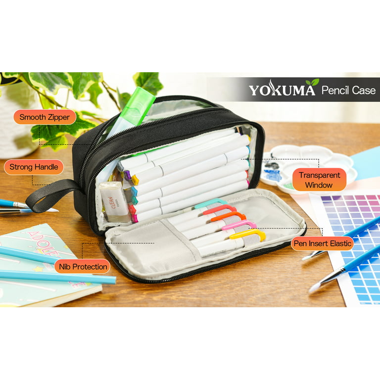 YOKUMA Pencil Case, Aesthetic Clear Pencil Pouch for Boys Girls,Large  Capacity Pen Bag for Kids Teen College Students Adults,Back to School