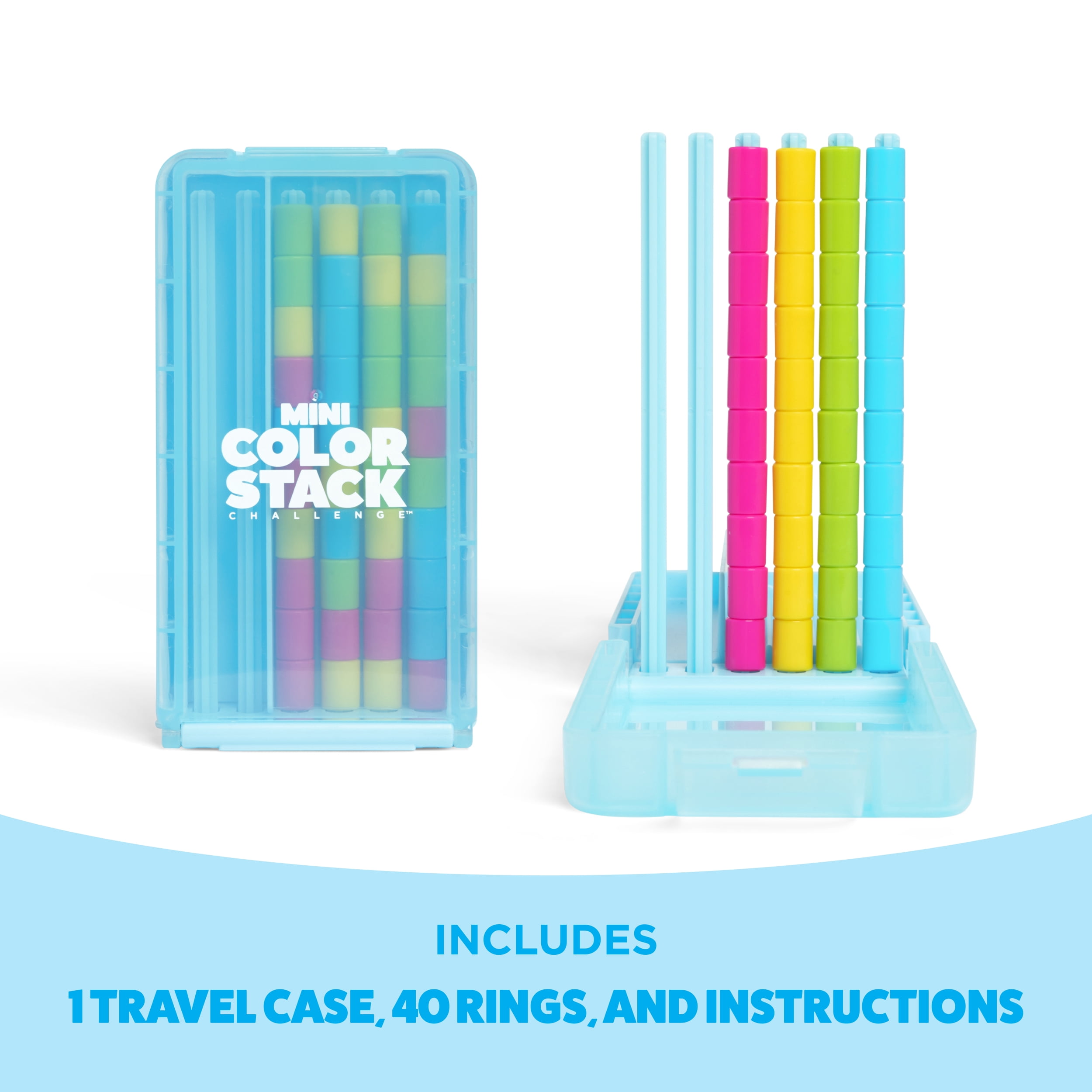 Mini Color Stack Challenge by What Do You Meme? A Solo-Play Travel Games, Includes 1 Travel Case and 40 Rings