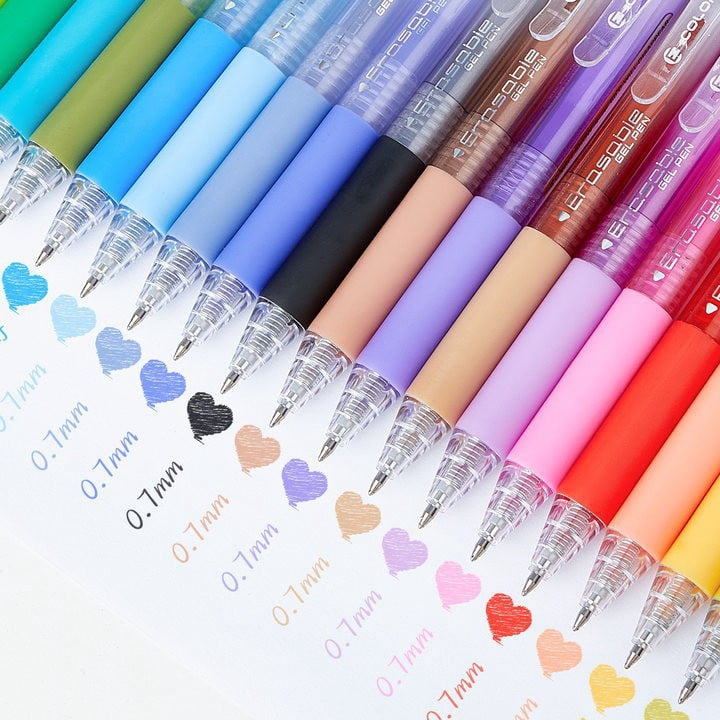 24 Colors Erasable Gel Pens Fine Point 0.7mm for Notes Journaling Drawing Doodling Memo Smooth Writing Refillable Birthday Christmas Gift