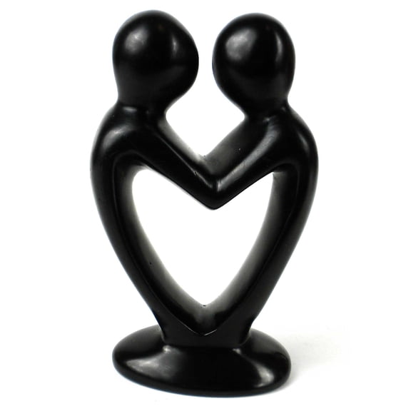 Soapstone Lovers Heart Black 4 Inch