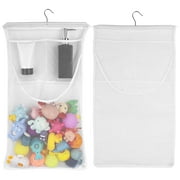 DODAMOUR 2 Pack Mesh Bath Toy Holder, Extra Large Capacity Bath Toy Storage Organizer, Bottom Zipper Mesh Net Shower Caddy for Bathtub Toys (White)