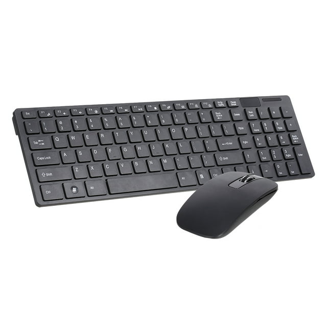 Combo Clavier et Souris Sans Fil Clavier Sans Fil 2,4 GHz Souris Optique 1200 Dpi pour la Maison et le Bureau Partager 1 Récepteur USB, Noir