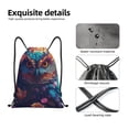 thumbnail image 4 of Gaeub Colorful Feather Owl Drawstring Backpack Bag Sport Gym Sackpack Heavy Duty String Backpack for Men Women-Medium, 4 of 6
