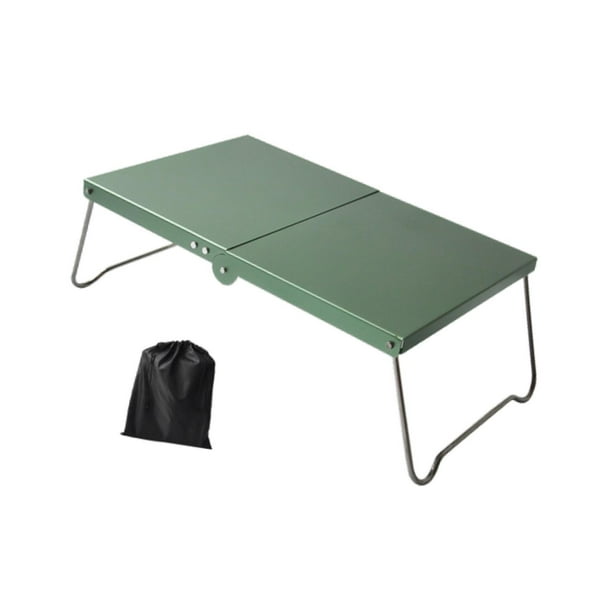 Mini mesa de camping plegable con bolsa de almacenamiento, práctica, plegable, resistente y estable. Verde