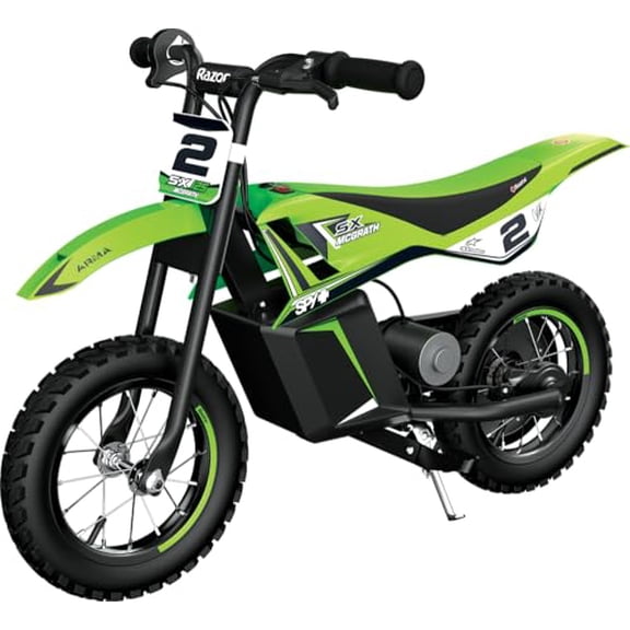 RAZOR SX125 12V(100W) MCGRATH DIRT ELECTRIC BIKE STEEL FRAME 15118235 - GREEN