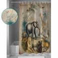 thumbnail image 3 of Shower Curtain, Vintage Jungle Animals Waterproof Shower Curtain Set with Hooks for Bathroom Showers,Stalls and Bathtubs,60x72In Elephants Giraffes Lions, 3 of 8