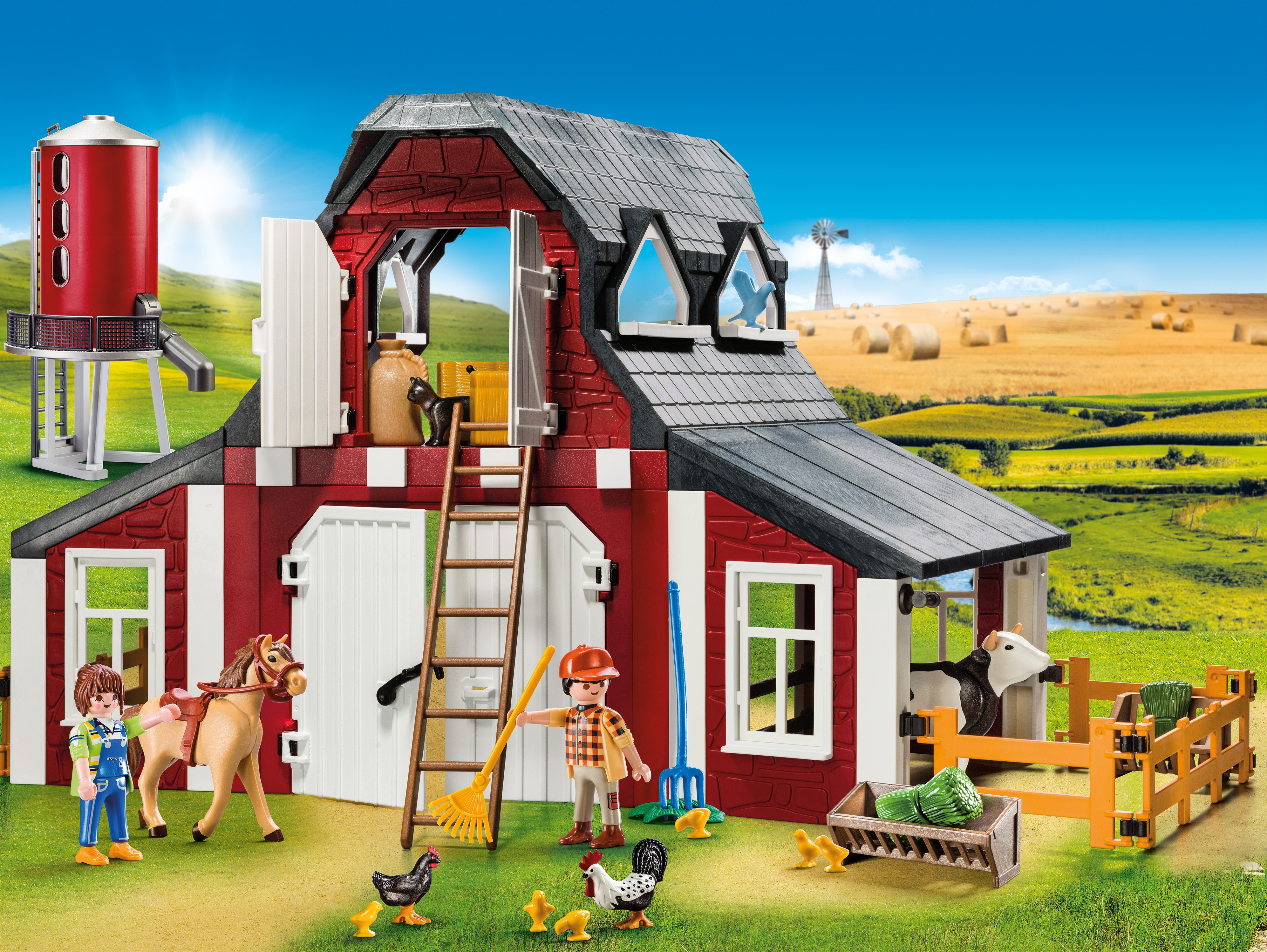 PLAYMOBIL Barn with Silo Farm Set Playhouse eBay