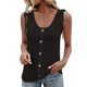 thumbnail image 1 of Playeras,Blusas y Tops,Ropa para Mujer Mujeres camisetas sin mangas Dressy Casual Mujeres sueltas cuello en U sin mangas Tops Casual Color plisado ojal verano camisas chaleco blusa (Black, XXXXL), 1 of 7