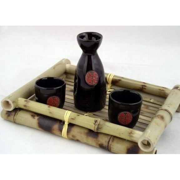 Glazed Ceramic 3 Pcs Japanese Sake Set In Gift Box
