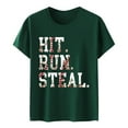 thumbnail image 4 of Tittly T Shirts for Women Graphic Tees Hit Run Steal Women's Letter Baseball Print Round Neck Short Sleeve T Shirt Top Tshirts Shirts Womens Tops Green XL, 4 of 4