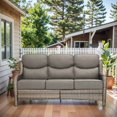 thumbnail image 2 of Lumiinofami Outdoor Wicker Rattan Sofa Patio 3-Seater Sofa Couch Deep Seat with Upgraded 6" Thick Cushions for Balcony Porch Garden, Gray, 2 of 9
