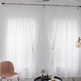 thumbnail image 3 of Zhuge Elegant Rose Lace Curtains Rod Pocket Light Filtering Floral Window Curtain Panels for Bedroom Kitchen Short Curtains, 2 Pieces (White,59"x63"), 3 of 5