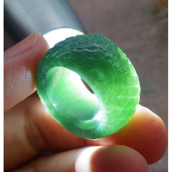 Certified Green Burma Natural A JADE Jadeite Dragon RING USA. 4.25 RING 672240 TN