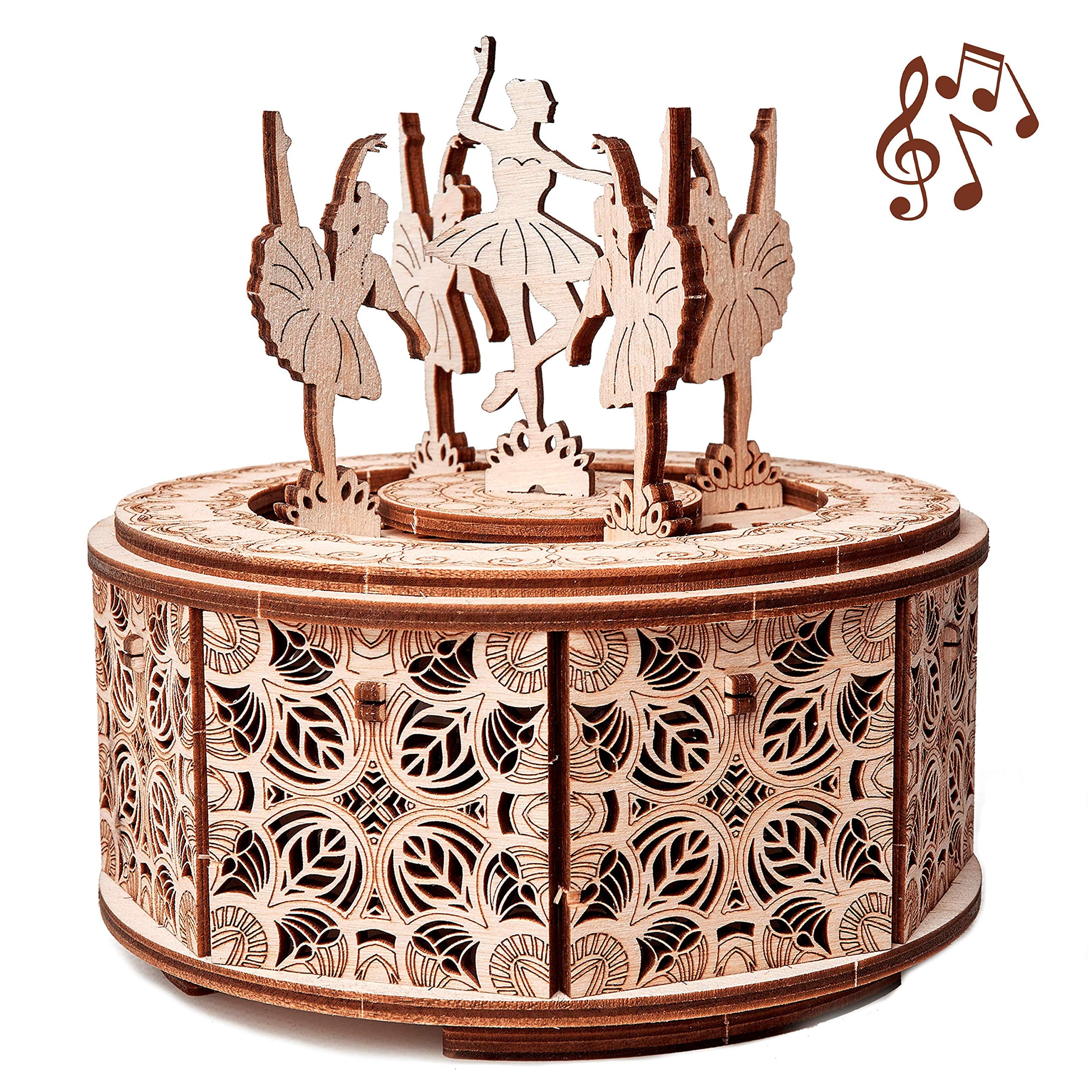 Supplement udskille pendul Wood Trick 3D Ballerina Music Box Wooden Model Mechanical Self Building Kit  - Walmart.com