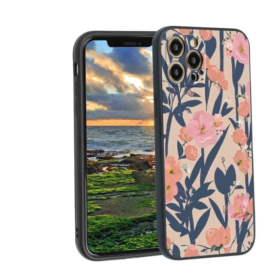 Japanese-Vintage-Floral-Bohor-2 Phone Case, Degined for iPhone 12 Pro Case Men Women, Flexible Silicone Shockproof Case for iPhone 12 Pro