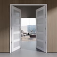 thumbnail image 2 of 72" X 80" French Doors 5-Lite Frosted Glass Solid Core Interior Pantry Door With Hardware Kit, 2 of 8