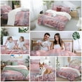 thumbnail image 5 of Christmas Comforter Set Full Size, Winter Snow Scene Dreamy Pink Snowing Town Soft Bedding Set for Man Woman, 4 Pieces Duvet Cover Set with Fitted Sheet, 2 Pillowcases, 5 of 9