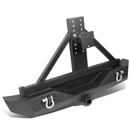 Jeep Bumper Tire Carrier - For 07-17 Jeep Wrangler JK Rock Crawler Rear Bumper + Tire Carrier + Hitch Receiver 08 09 10 11 12 13 14 15 16