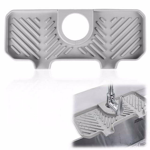 Matsuzay Alfombrilla absorbente para grifo de silicona, área del fregadero limpia y seca con facilidad, Gel de sílice resistente y duradero Hardware gris