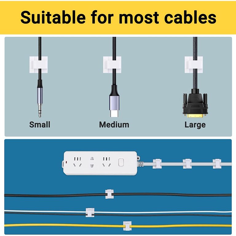 XHF 3/4â Adhesive Cable Wire Clips White 60pcs, Outdoor Cable Management Wire Organizer Cord Holder Fo