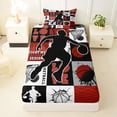thumbnail image 3 of Castle Fairy Minimalist Basketball Collage Twin Sheets 3pcs, Sports Theme Splash Bedding, Red Black White,1 Fitted Sheet, 1 Flat Sheet and 1 Pillowcase, 3 of 6